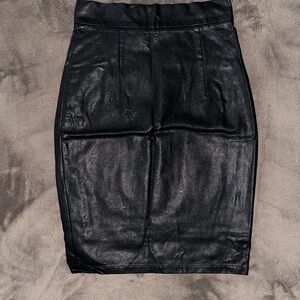 naked wardrobe Black Faux Leather Pencil Skirt